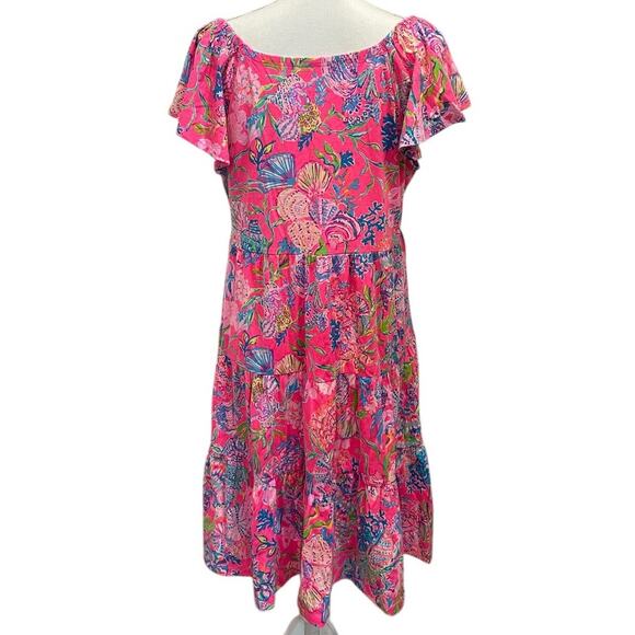 Lilly Pulitzer NWT Kawai Flutter Sleeve Tiered Swing Dress Pink Seashell Preppy - Picture 3 of 9